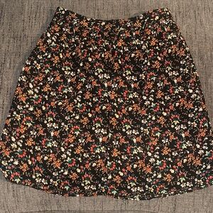 Floral A-Line Skirt in Black with Multicolor Blooms